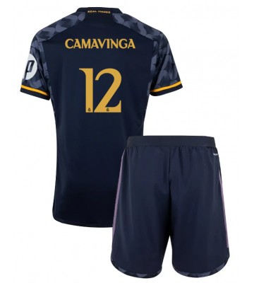 Real Madrid Eduardo Camavinga #12 Udebanesæt Børn 2023-24 Kort ærmer (+ korte bukser)